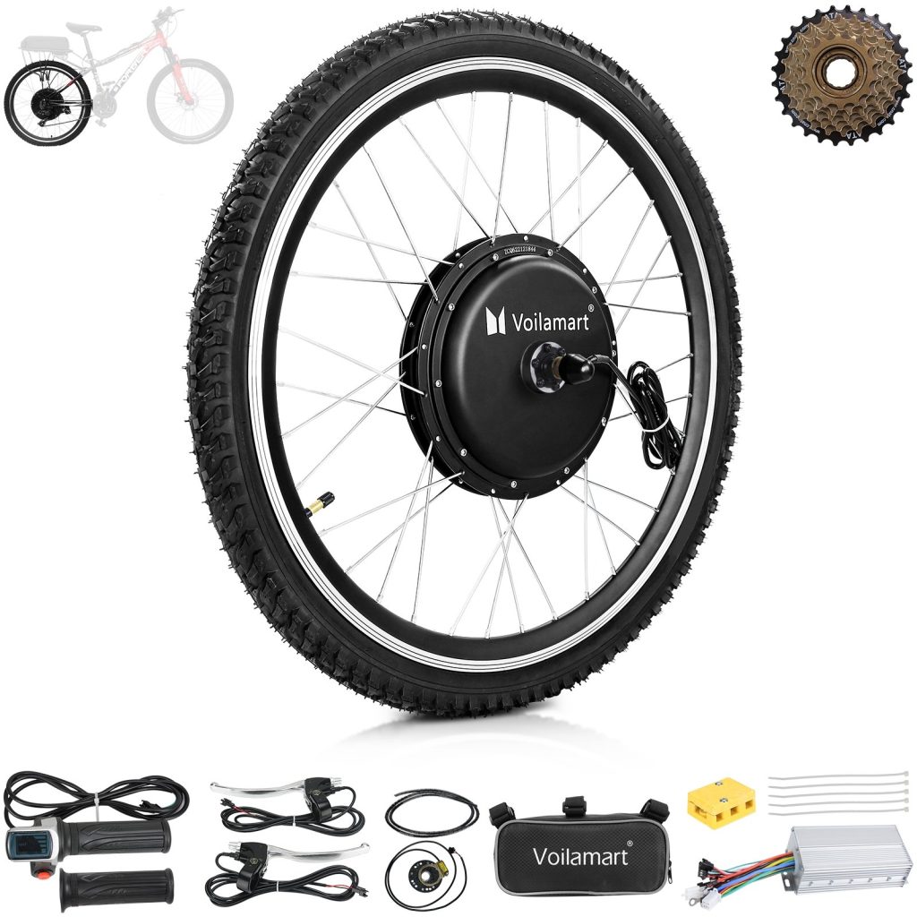 Voilamart 48V 1500W Rear Electric Bike Conversion kit Ebike Hub Motor Bicycle E bike 26"