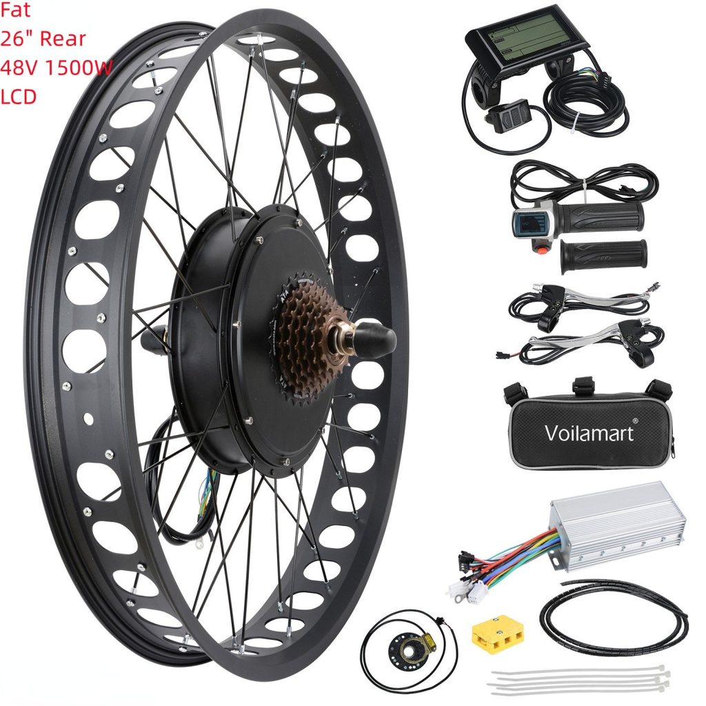 26 X 4.0" Fat Tire Bike 1500W 48V Rear Motor Wheel Electric Bicycle Conversion Kit Rear Wheel with LCD 26"