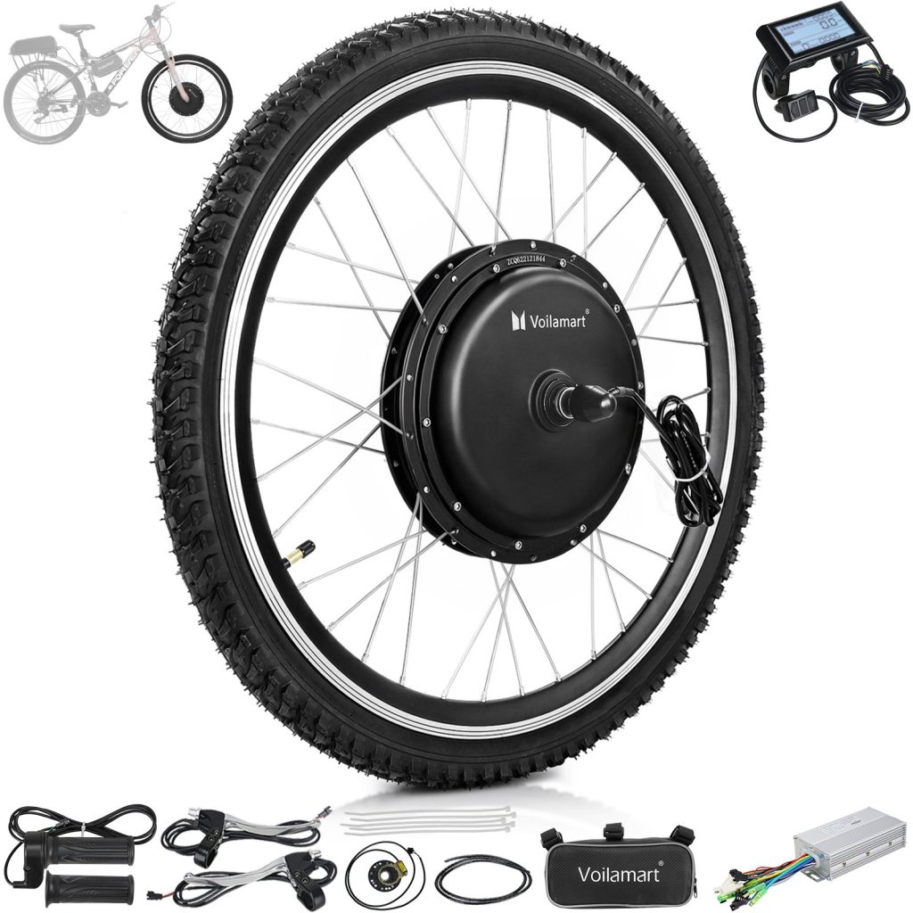 Voilamart 24IN Ebike Conversion Kit w LCD 48V 1000W Electric Bicycle 100mm Front Hub Motor Wheel Kit with PAS 750W Restricted E Bike Kit (24IN 100mm Front Hub Motor Wheel w LCD)