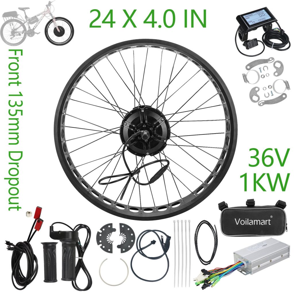 24 X 4.0 IN  36 Volt 1000 Watt Front 135MM Hub Motor Wheel Kit