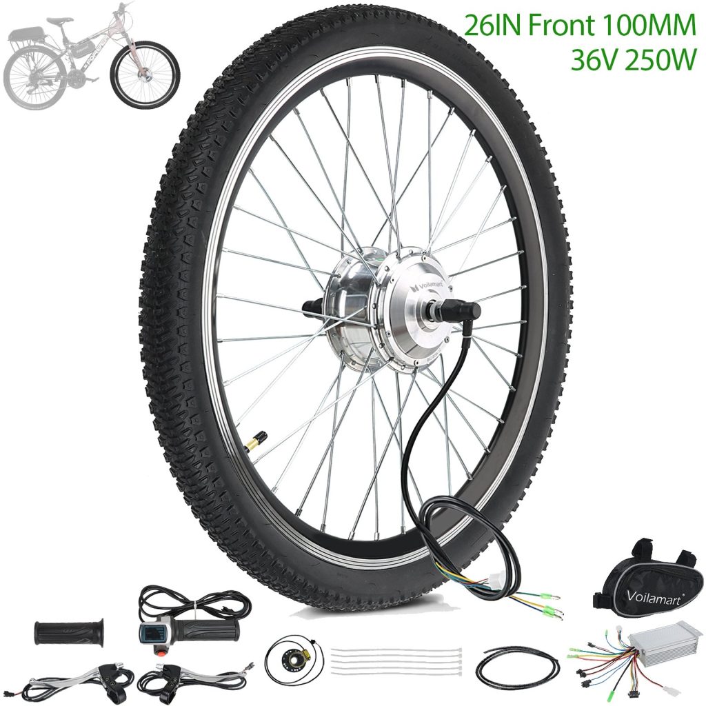 36V 250W Front 100mm Electric Bicycle Hub Motor 26in Wheel Conversion kit for Motorized your pedal bike into Ebike