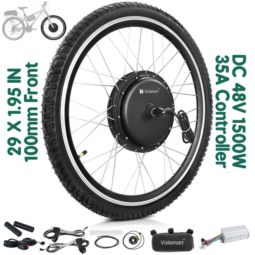 Voilamart 29IN (29er) Ebike 48V 1500W Front 100mm Hub Hall Motor Wheel Electric Bicycle Conversion kit Thumb Throttle Type \w LCD Monitor