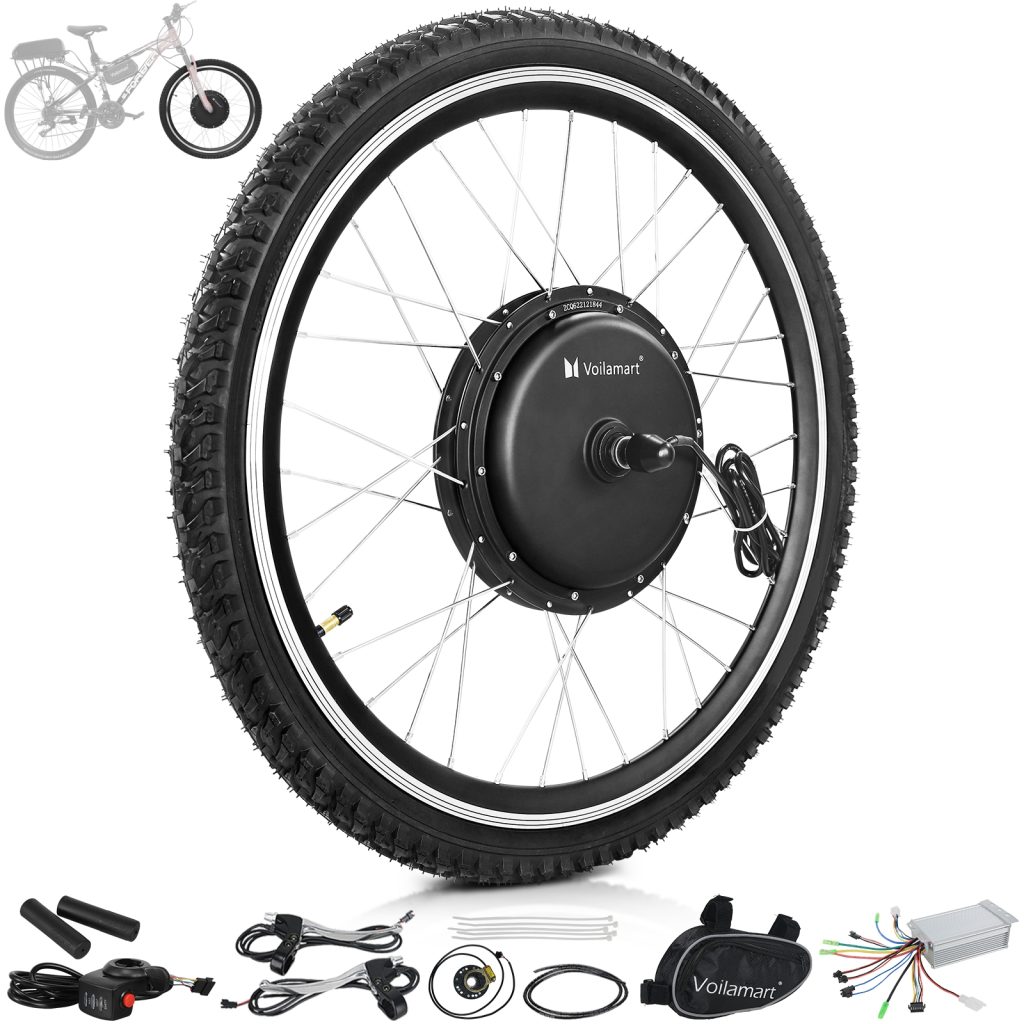 Voilamart 36V 500W 26" Front Wheel Electric Bicycle E Bike Conversion Motor Kit with Thumb Throttle