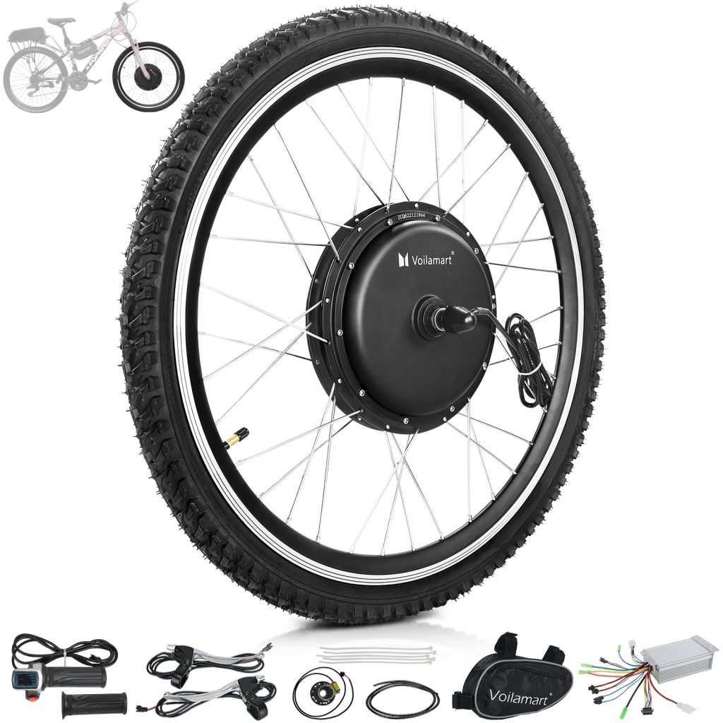 Voilamart 36V 500W 26" Front Wheel Electric Bicycle E Bike Conversion Motor Kit with Twist throttle