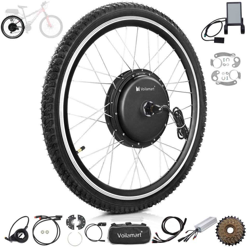 Voilamart Pro 26" 48V 1200W Waterproof Electric Bike Bicycle Conversion Kit Rear Wheel with LCD UK-Type (250w / 1000w)
