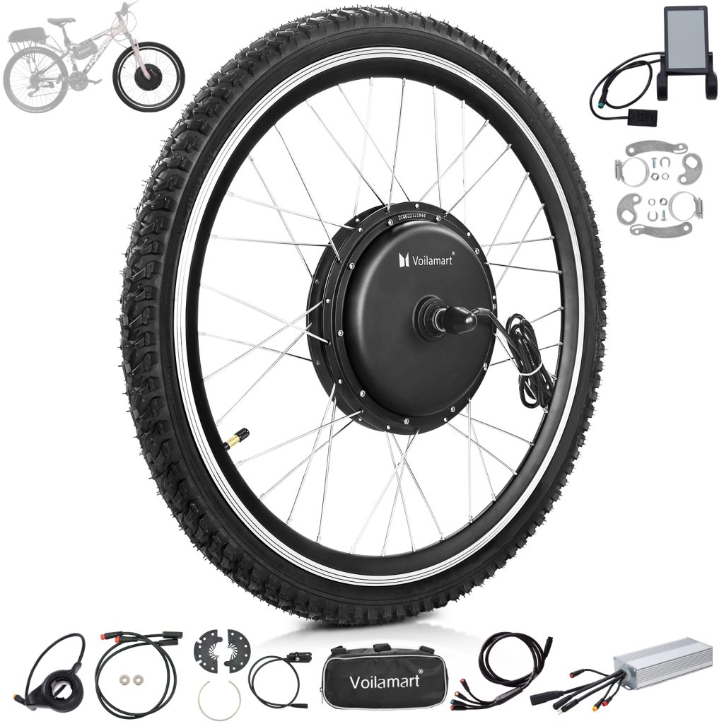 Voilamart Pro 26" 48V 1500W Waterproof Electric Bicycle Conversion Kit Front Wheel with LCD UK-Type (250w / 1000w)