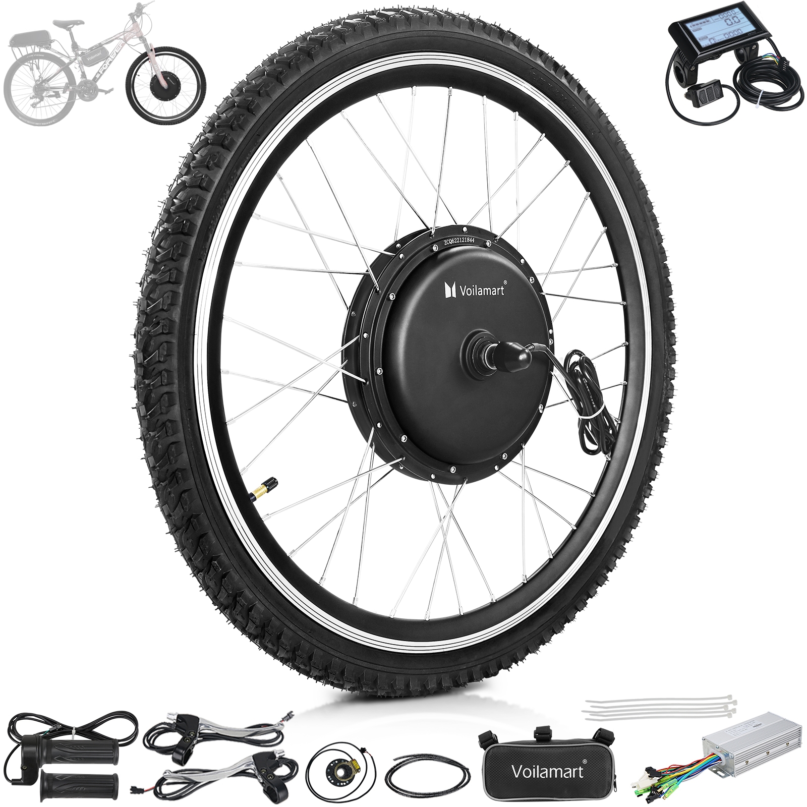Voilamart 48V 1000W 28" 29" 700C Electric Bike Bicycle Conversion kit Front Wheel with LCD Display UK-Type (250w / 1000w)