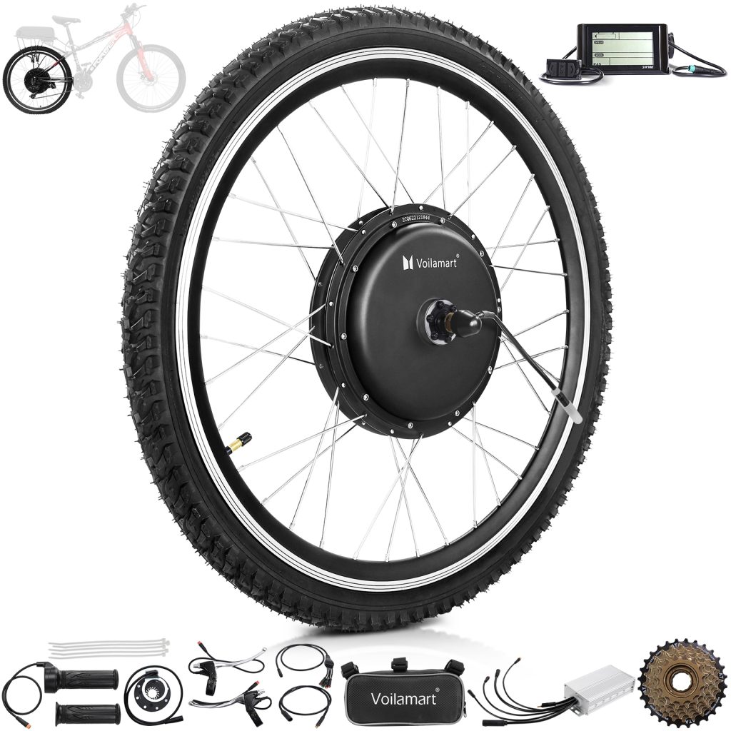Voilamart Waterproof 27.5" 1500W Electric Bicycle LCD Motor Rear Wheel EBike Conversion Kit UK-Type(250w / 1000w)