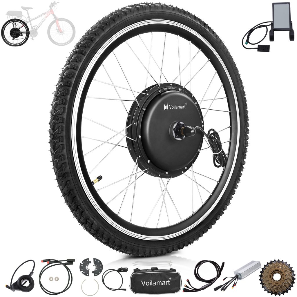 Voilamart Pro Waterproof 27.5" 48V 1500W Electric Bike Bicycle Conversion Kit Rear Wheel with LCD Brake Sensor UK-Type(250w / 1500w)